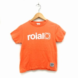 【中古】ロイアル ROIAL Tシャツ カットソー 丸首 半袖 コットン 綿 プリント ロゴ パッチ ワッペン SMALL オレンジ