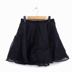 【中古】エイチ&エム H&M フレア ミニ スカート シフォン 無地 シンプル ブラック 黒 /HT4 レディース