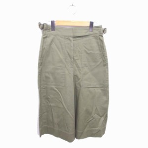 【中古】イエナ IENA vetements de travai ワイド ガウチョ パンツ ジップフライ 綿 コットン 38 緑 グリーン /TT12