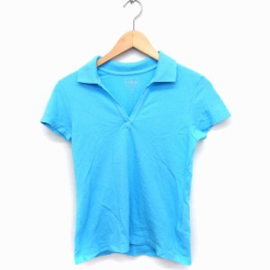 【中古】エルエルビーン L.L.BEAN ポロシャツ ボタンなし オープンカラー 半袖 コットン 綿 XS ブルー 青 /FT20