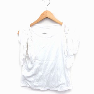 【中古】ザヴァージニア The Virgnia カットソー Tシャツ リボン ノースリーブ 丸首 無地 綿混 900 ホワイト 白 /FT33