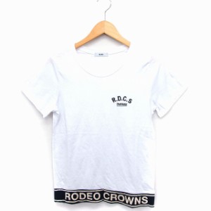 【中古】ロデオクラウンズワイドボウル RODEO CROWNS WIDE BOWL RCWB カットソー Tシャツ ロゴ刺繍 半袖 丸首 M