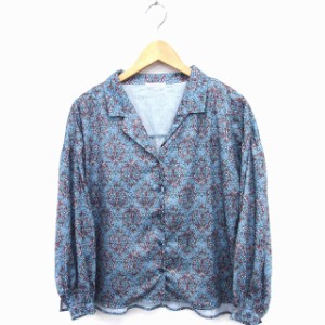 【中古】オリーブデオリーブ OLIVE des OLIVE 草花柄 シャツ ブラウス 長袖 オープンカラー ドロップショルダー M