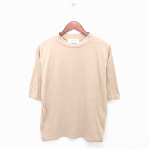 【中古】ユナイテッドアローズ green label relaxing Tシャツ カットソー モックネック 半袖 S ベージュ 薄茶 /TT8