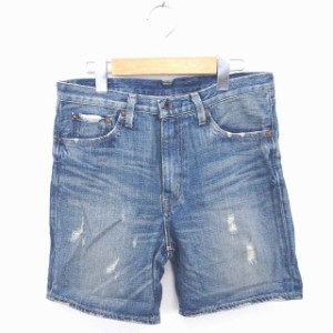 【中古】リーバイス Levi's ハーフ デニム パンツ ヴィンテージ加工 ダメージ加工 ジップフライ S 紺 インディゴ