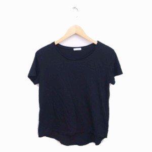 【中古】ザラ ZARA Tシャツ カットソー ボートネック 無地 シンプル 半袖 S 黒 ブラック /TT3 レディース