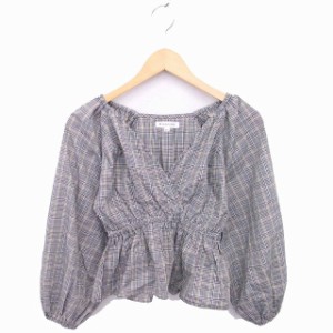 【中古】グローバルワーク 子供服 カットソー ブラウス チェック プルオーバー 長袖 XXL ベージュ ブラック