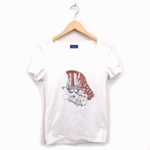 【中古】ブティックニコル boutique NICOLE カットソー Tシャツ Uネック プリント 半袖 38 白 ホワイト /NT7