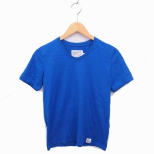 【中古】アズールバイマウジー AZUL by moussy Tシャツ カットソー Vネック 無地 シンプル 綿 半袖 XS ブルー