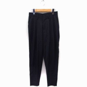 【中古】ジョンブル JOHNBULL ストライプ柄 テーパード パンツ タック SS ブラック 黒 /FT18 レディース