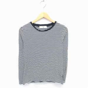 【中古】N.Natural Beauty Basic Tシャツ カットソー ボーダー ボートネック 長袖 M ホワイト ブラック 白 黒 /TT7