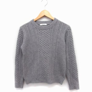 【中古】マウジー moussy ニット セーター アラン模様 長袖 丸首 ウール混 F グレー 灰 /FT6 レディース