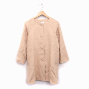 【中古】アナトリエ ANATELIER コート アウター ノーカラー ロング シンプル 36 ベージュ /KT26 レディース