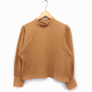 【中古】マウジー moussy シャツ ブラウス 長袖 スタンドカラー 総柄 コットン 綿 F キャメル 茶 /FT31 レディース