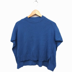 【中古】エージーバイアクアガール AG by aquagirl ワイド ニット セーター 変形スリーブ 半袖 無地 38/M ブルー 青