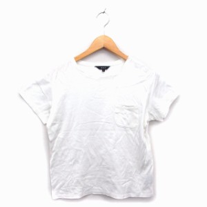 【中古】ボッシュ BOSCH カットソー Tシャツ ボートネック コットン混 透け感 ワイド 半袖 38 白 ホワイト /NT17 