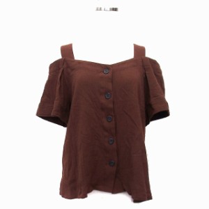 【中古】マウジー moussy ブラウス シャツ オフショルダー コットン 綿 透け感 半袖 F 茶 ブラウン /NT1 レディース