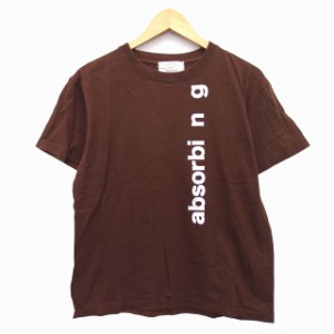 【中古】アングリッド UNGRID Tシャツ カットソー チュニック 英字 プリント 半袖 丸首 切替リブ コットン 綿 F