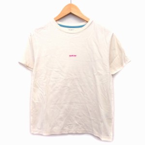 【中古】ビームスボーイ BEAMS BOY Tシャツ カットソー ワイド ロゴ 刺繍 半袖 丸首 切替リブ コットン 綿 2