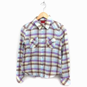 【中古】リーバイス レッドタブ Levi's RED TAB チェック柄 シャツ ブラウス 長袖 ラメ混 綿 M マルチカラー /FT28