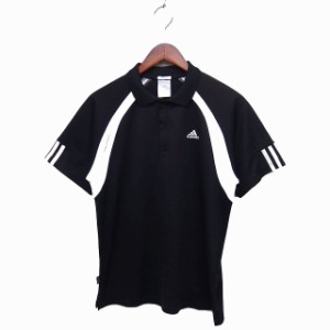 【中古】アディダス adidas Clima365 子供服 ポロシャツ 半袖 ロゴ スリーストライプス 150 ブラック 黒 /FT16