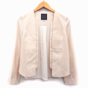 【中古】シンシアローリー CYNTHIA ROWLEY トッパー ジャケット ノーカラー 無地 シンプル タック 薄手 2