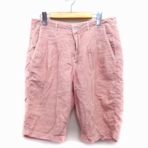 【中古】リーバイス Levi's メイドアンドクラフテッド MADE & CRAFTED ハーフ パンツ 膝丈 タック 革ラベル 綿混 麻混