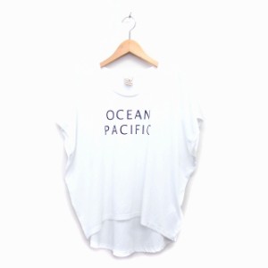 【中古】オーシャンパシフィック OCEAN PACIFIC カットソー Tシャツ 半袖 文字 ロゴ ホワイト 白 /KT21 レディース