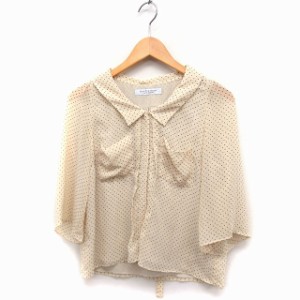 【中古】B&Y ユナイテッドアローズ BEAUTY&YOUTH ビューティー&ユース ドット柄 シャツ ブラウス 五分袖 リボン 透け感