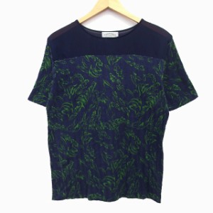 【中古】ローズバッド ROSE BUD カットソー Tシャツ チュニック 魚柄 エンゼルフィッシュ柄 リーフ プリント シフォン