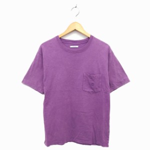 【中古】ベイフロー BAYFLOW カットソー Tシャツ クルーネック コットン 綿 リブ 刺繍 半袖 3 紫 パープル /NT5 