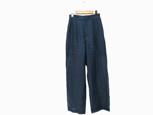 【中古】マウジー moussy ワイド パンツ シースルー 無地 シンプル タック 1 ネイビー 紺 /HT6 レディース