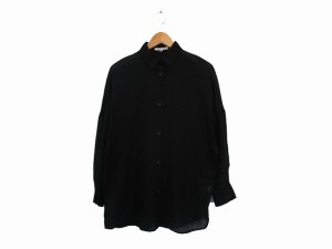 【中古】マウジー moussy シャツ ブラウス 長袖 シースルー シンプル F ブラック 黒 /KT24 レディース