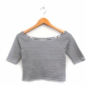 【中古】スナイデル カットソー Tシャツ 七分袖 オフショルダー 2way コットン ボーダー F ブラック /KT26 レディース