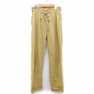 【中古】ザラ ZARA テーパード パンツ シンプル タック ウエスト紐 コットン 綿 S ライトブラウン 茶 /HT27