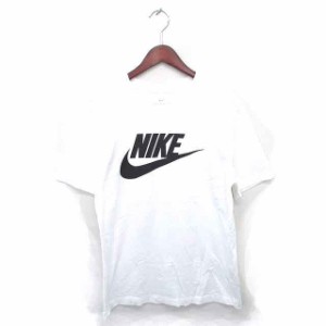 【中古】ナイキ NIKE 国内正規品 Tシャツ カットソー ロゴプリント 丸首 半袖 M ホワイト ブラック 白 黒 /TT1