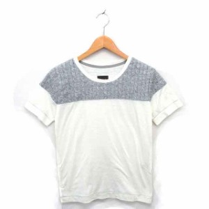 【中古】Vital Tシャツ カットソー ボートネック 切替 半袖 48 アイボリー グレー /TT3 メンズ