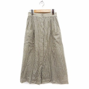 【中古】ローラアシュレイ LAURA ASHLEY ボタンダウン フレアスカート ロング マキシ丈 Aライン コットン 綿 9 カーキ