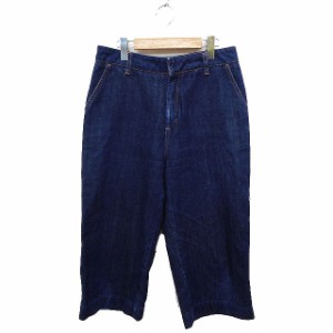 【中古】ザラ ベーシック ZARA BASIC Z1975 DENIM デニム ジーンズ ワイドパンツ クロップド丈 L ネイビー 紺 /FT14