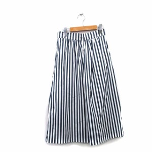 【中古】ザラウーマン ZARA WOMAN スカート フレア ギャザー ロング ストライプ XS ネイビー 紺 /KT4 レディース