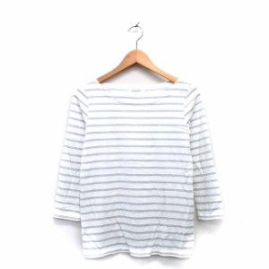 【中古】マカフィー MACPHEE トゥモローランド カットソー Tシャツ 七分袖 コットン ラメ ボーダー /KT10 レディース