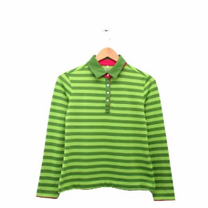 【中古】ナイキゴルフ NIKE GOLF 国内正規品 ゴルフウェア ポロシャツ 長袖 ボーダー M グリーン 緑 /KT38 レディース