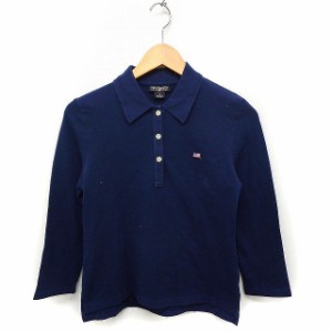 【中古】ポロジーンズ ラルフローレン POLO JEANS 国内正規品 ポロシャツ 七分袖 ロゴマーク コットン 綿 M ネイビー