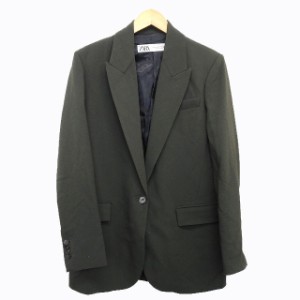 【中古】ザラ ZARA チェスター コート ミディ丈 シングル シンプル XS ダークグリーン 緑 /HT23 レディース