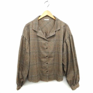 【中古】アプレジュール apres jour シャツ ブラウス テーラード 千鳥側 ワイド ドロップショルダー 長袖 LL