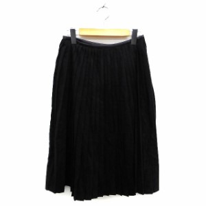 【中古】アンタイトル UNTITLED スカート プリーツ フレア ロング フェイクスエード フェイクレザー 1 黒 ブラック 