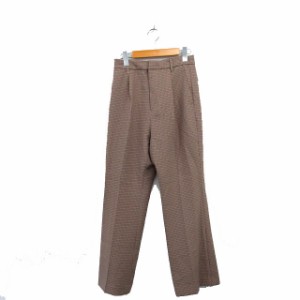 【中古】ローリーズファーム LOWRYS FARM ストレート パンツ センタープレス 千鳥格子 L ベージュ /KT18 レディース