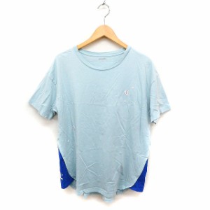 【中古】グラニフ graniph クリオネ刺繍 Tシャツ カットソー 半袖 クルーネック コットン 綿 M ライトブルー /FT25