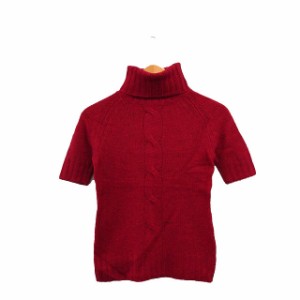 【中古】スイヴィ SUIVI ニット セーター 半袖 タートルネック シンプル レッド 赤 /KT23 レディース