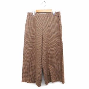 【中古】コレット KORET パンツ ワイド 千鳥柄 ゆったり 茶 ブラウン /NT34 レディース